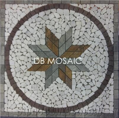 Slate and Quartzite Mosaic Medallion Pebble Mosaic Medallions
