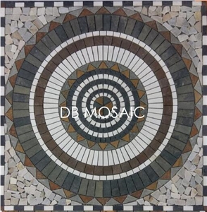 Slate and Quartzite Mosaic Medallion Pebble Mosaic Medallions