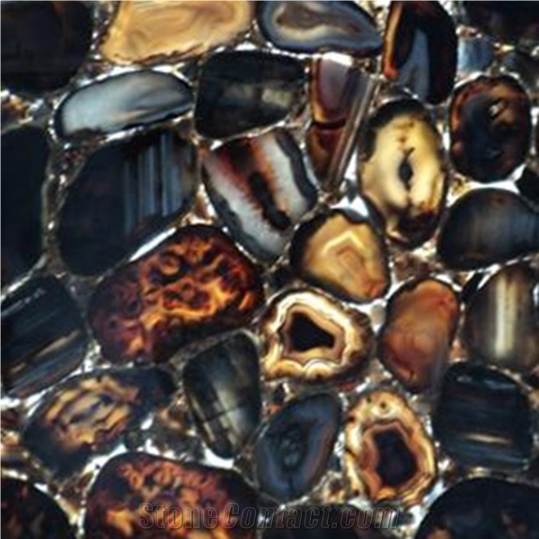 Black Agate Semiprecious Stone
