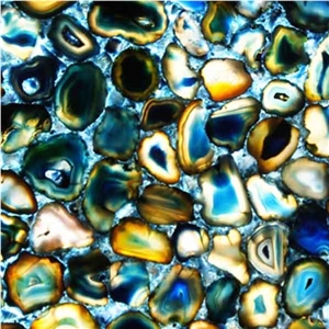 D Blue Agate Copy Semiprecious Stone Tiles & Slabs, Green Stone Flooring Tiles