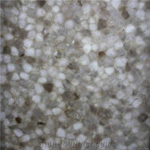 Off White Quartz in Round Shape Backlit View, White Semiprecious Stone