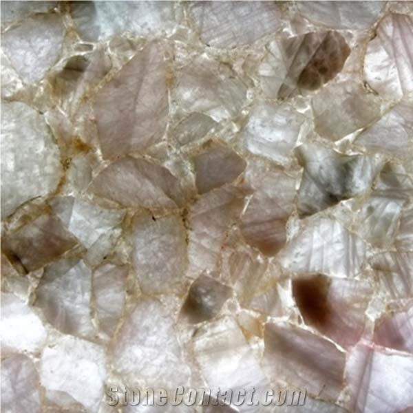 Rose Quartz, White Semiprecious Stone Tiles & Slabs
