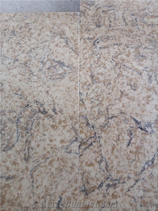 Artificial Yellow Quartz Countertops, Artificial Quartz Kitchen Top, Quartz Solid Surface Kitchen Tops