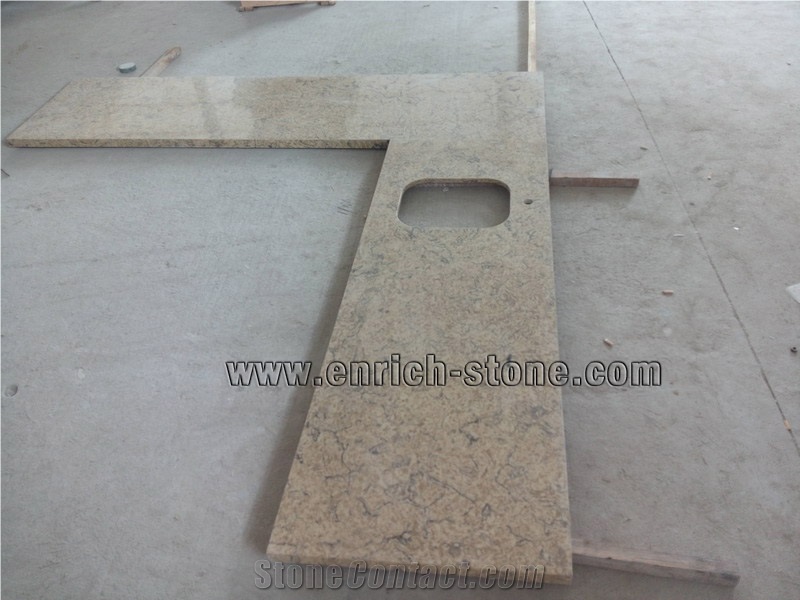 Artificial Yellow Quartz Countertops, Artificial Quartz Kitchen Top, Quartz Solid Surface Kitchen Tops