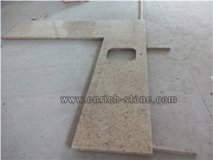 Artificial Yellow Quartz Countertops, Artificial Quartz Kitchen Top, Quartz Solid Surface Kitchen Tops