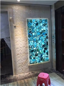 Bright Large Yellow Transparent Agate Stone Slabs &Tiles Semiprecious Stone