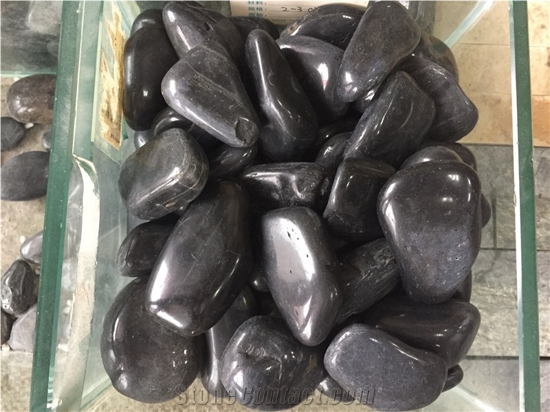High Polished Degree Black Pebbles,Pure Black Cobblestone