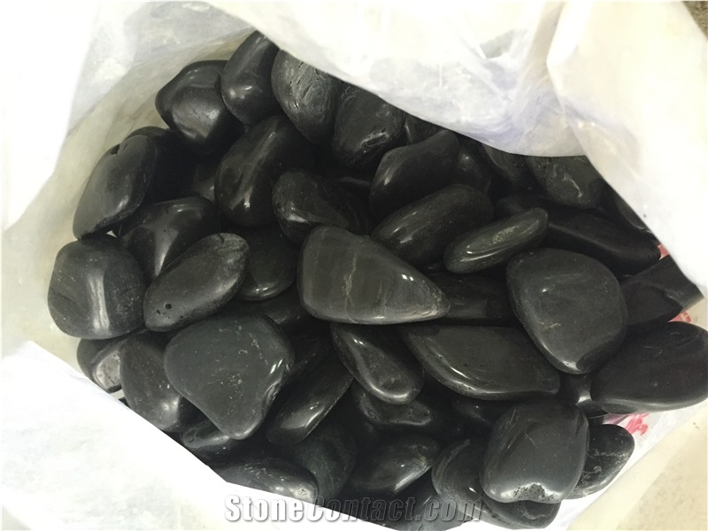 High Polished Degree Black Pebbles,Pure Black Cobblestone