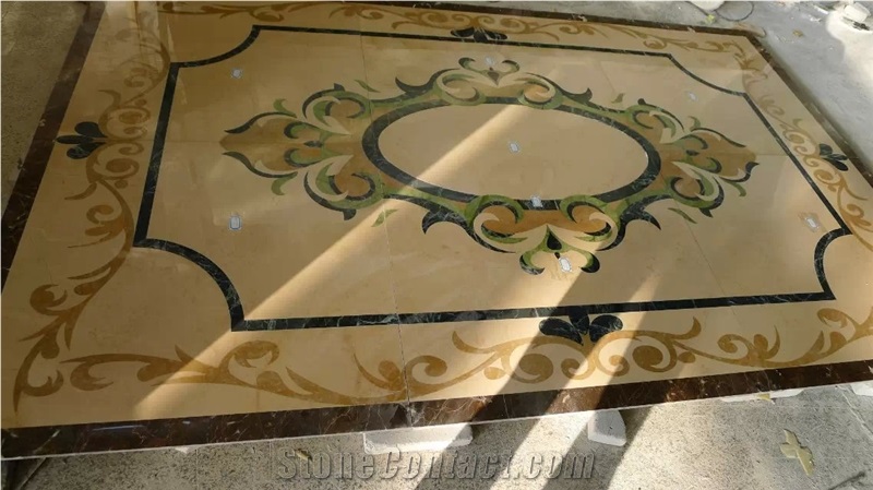 Rectangle Cream Marble Waterjet Medallions