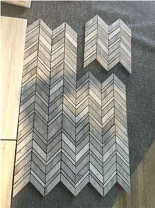 Wood Marble Chevron Mosaic Tile,Timber White Marble Mix Monarch Mosaic Tile
