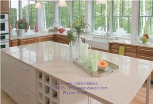 Beige Color Quartz Stone Kitchen Top/Quartz Stone Island Top/Quartz Stone Work Top/China Good Quality Quartz Stone