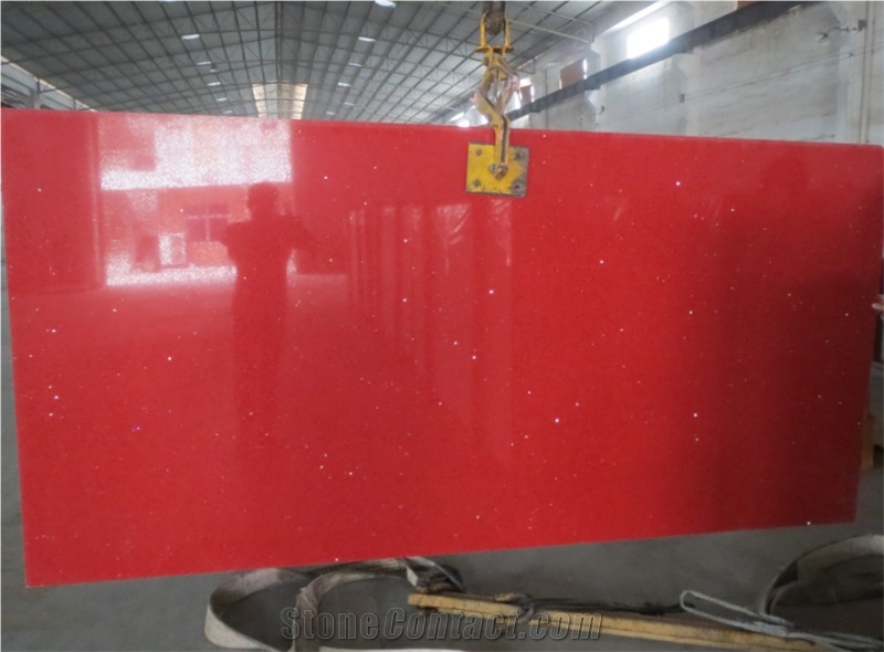 Quartz Stone Slab & Tile Silver Red Wg220