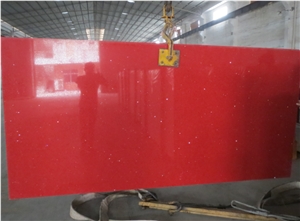 Quartz Stone Slab & Tile Silver Red Wg220