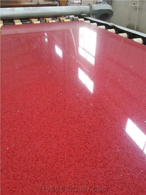 Quartz Stone Slab & Tile Silver Red Wg220