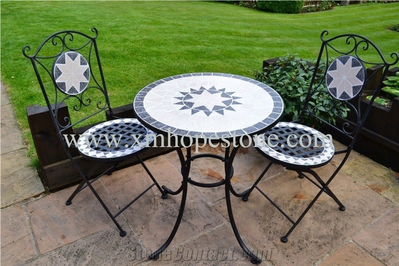 Mosaic Table with Two Folding Chairs Set