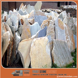Golden Beige Irregular Flagstone Paving, Beige Color Random Flagstone Walkway Pavers, Random Flagstone Patio Stone