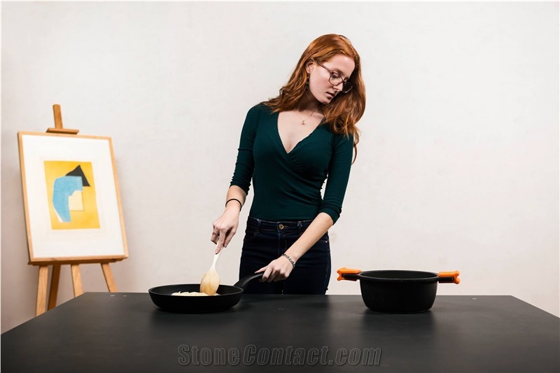 Black Selene Solid Surface Kitchen Countertop Tpb - Mini Tech