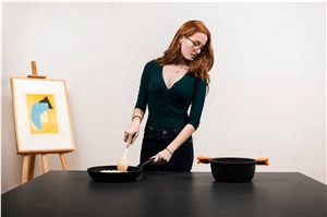 Black Selene Solid Surface Kitchen Countertop Tpb - Mini Tech