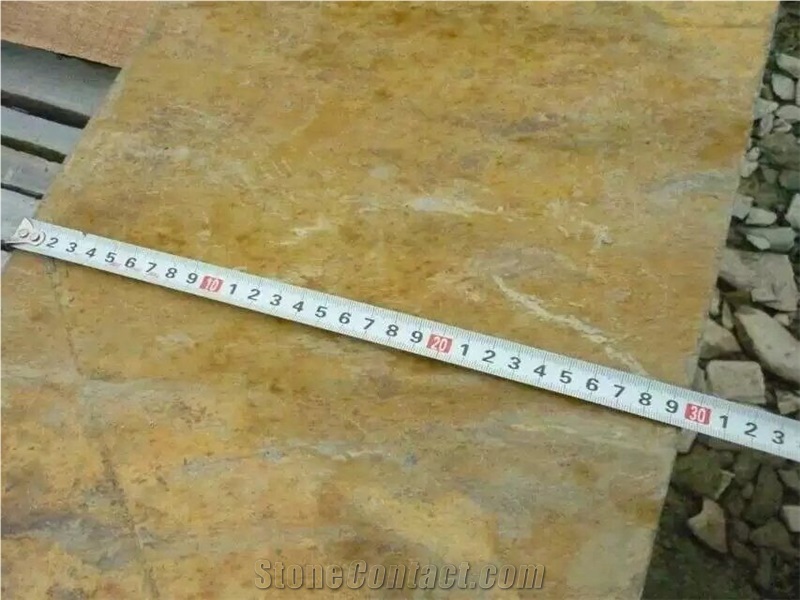Yellow Rusty Slate Slabs Tiles for Paving and Wall Low Price
