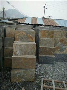 Yellow Rusty Slate Slabs Tiles for Paving and Wall Low Price