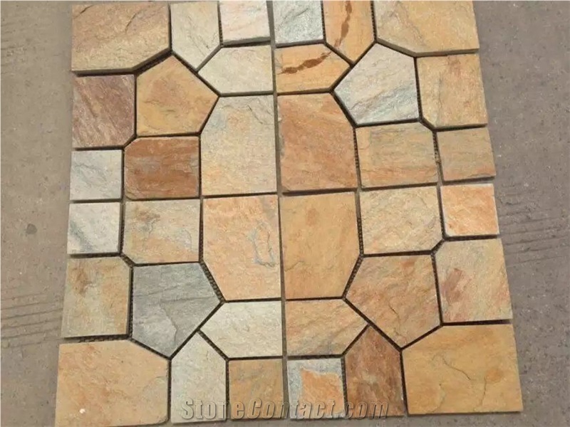 Yellow Slate Flagestone Paving Tiles Slabs French Pattern