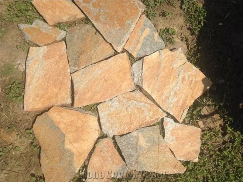 Yellow Slate Flagestone Paving Tiles Slabs French Pattern