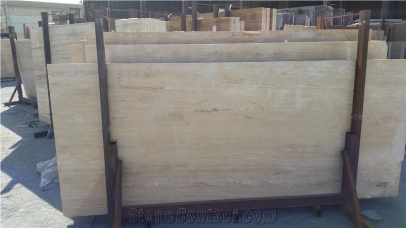 Travertine Beige Vein Cut Slabs Filled and Polished