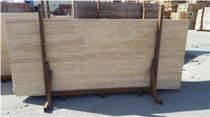 Travertine Beige Vein Cut Slabs Filled and Polished
