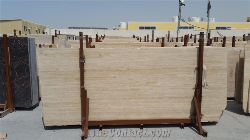 Travertine Beige Vein Cut Slabs Filled and Polished