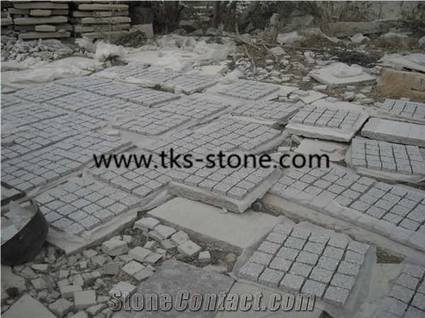 G603 Granite Cobble Stone,Padang White Granite Pavers,Crystal Grey Granite Paving Sets,Grey Paver Stone