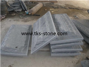 G654 Black Granite Mushroom Stone,Nero Impala China Granite Mushroom Wall,Flake Grey Mushroomed Stone
