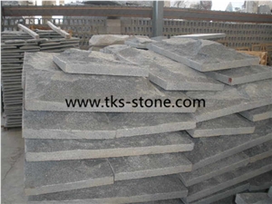 G654 Black Granite Mushroom Stone,Nero Impala China Granite Mushroom Wall,Flake Grey Mushroomed Stone