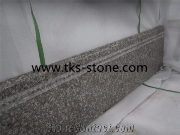 G664 Pink Granite, Porrino/Luoyuan Red Granite in Stair Steps with Anti Slip, Treads and Risers