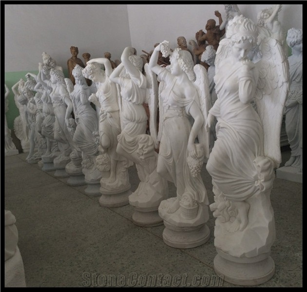 White Marble Angel Statue Sculpture, White Marble Statues