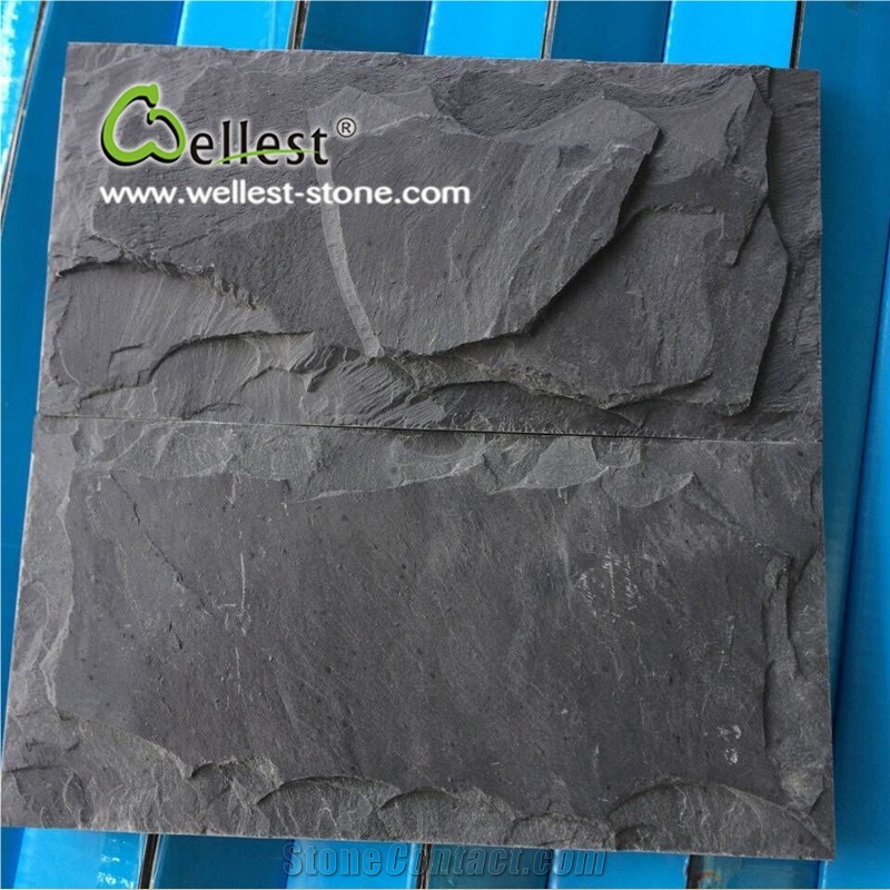 Black Slate Mushroom Stone Wall Decorative Cladding Stone