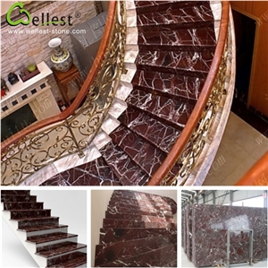 China Factory Beautiful Veins Polished Marble Stair Treads for Hotel