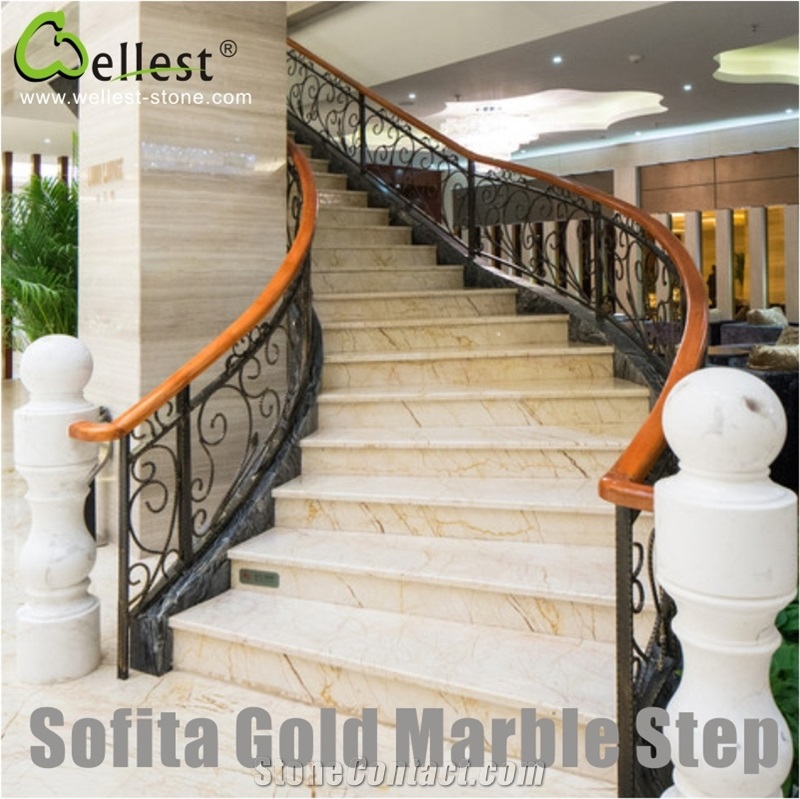 China Factory Beautiful Veins Polished Marble Stair Treads for Hotel