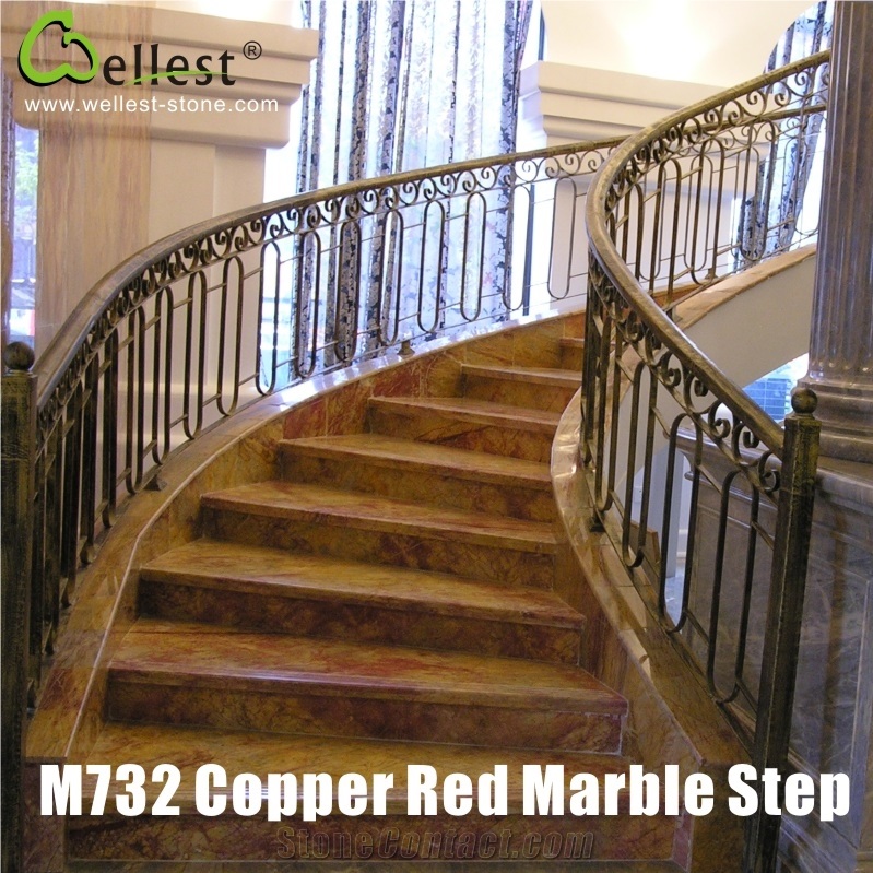 China Factory Beautiful Veins Polished Marble Stair Treads for Hotel