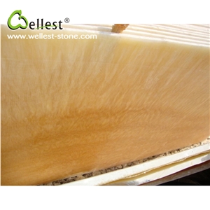 China Natural Beige Color Honed Finished Onyx Tile & Slab