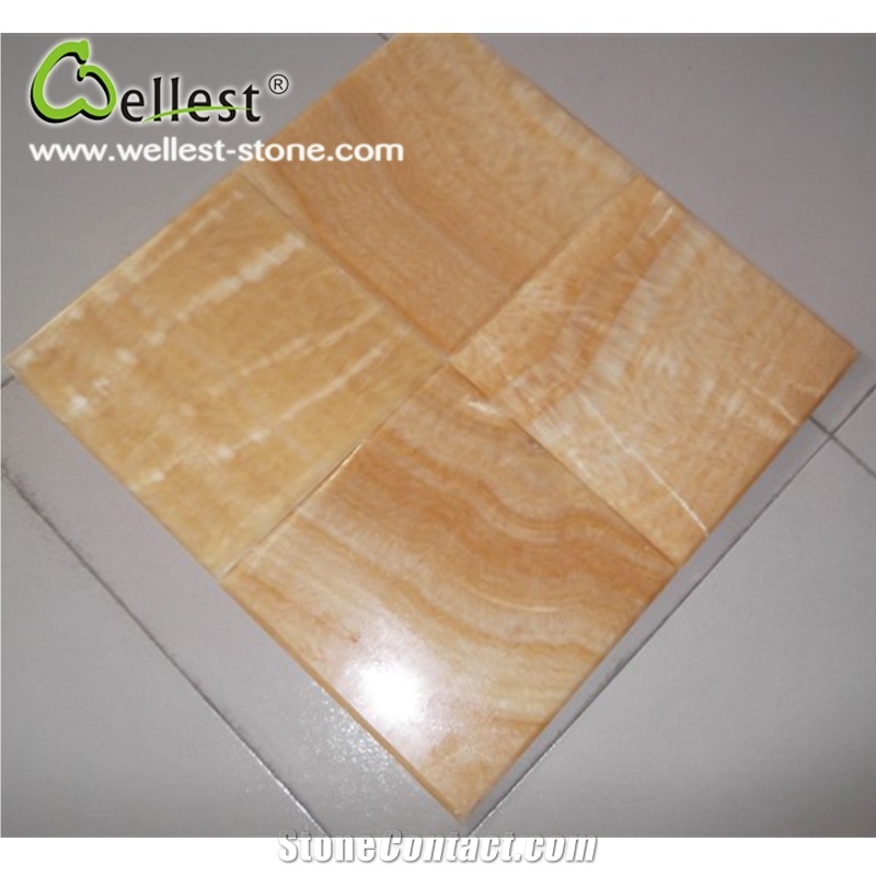 China Natural Beige Color Honed Finished Onyx Tile & Slab