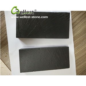 Dark Black Brazilian Riven Slate Fireplace Hearth
