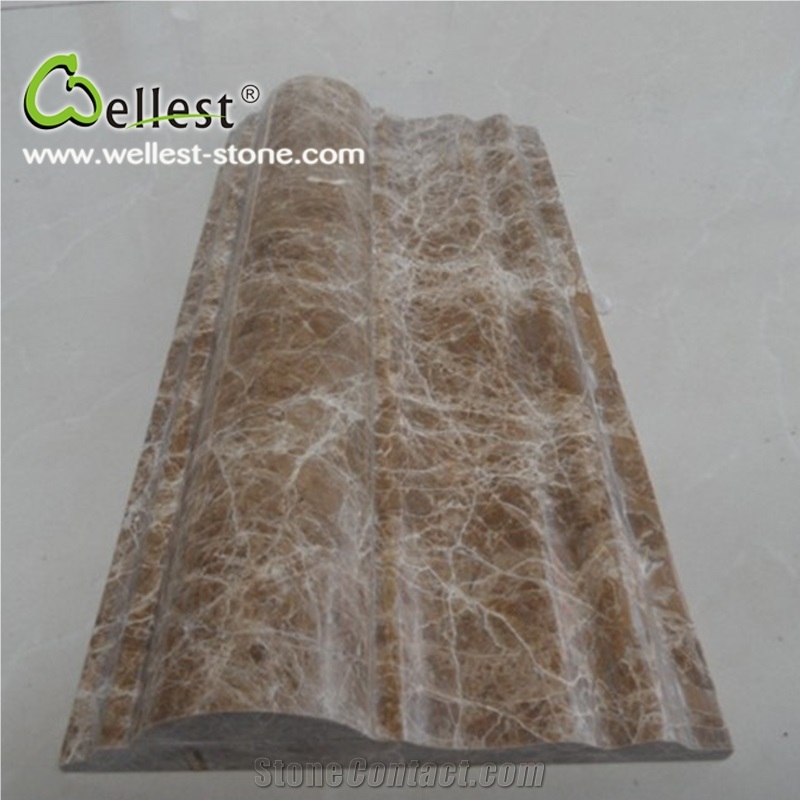 Factory Polished Surface Light Emperador Marble Mouldings / Border Lines