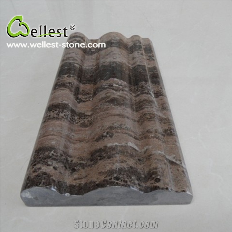 Factory Polished Surface Light Emperador Marble Mouldings / Border Lines