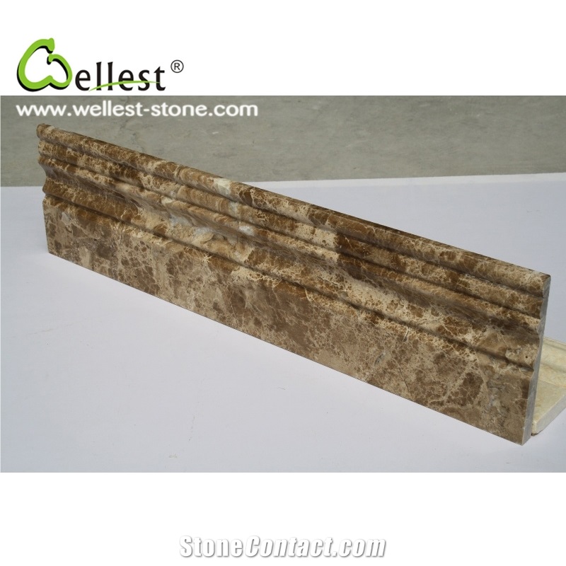 Factory Polished Surface Light Emperador Marble Mouldings / Border Lines
