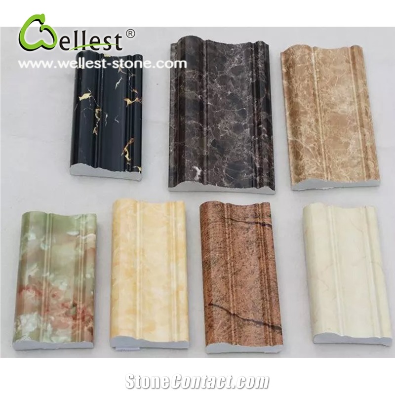 Factory Polished Surface Light Emperador Marble Mouldings / Border Lines