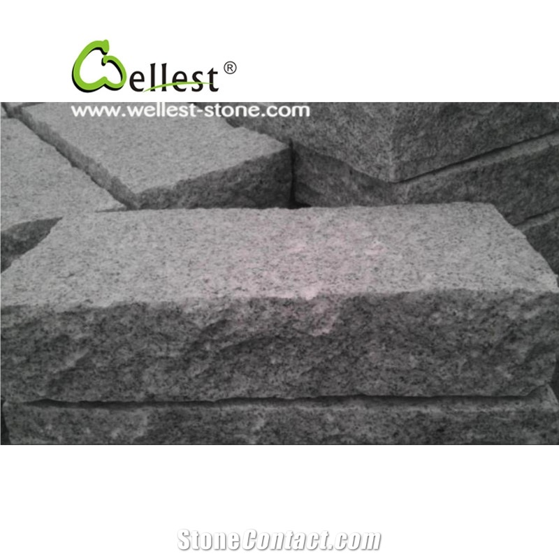 G603 Granite Natural Split Kerbstone, China Light Grey Granite Kerbs for Outside Road Stone