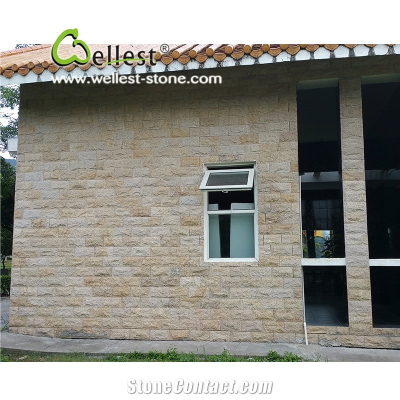 G682 Yellow Rusty Stone, Exterior Walling Chinese Yellow/Beige Mushroom Stone/Granite Tiles/Cladding Stone