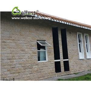 G682 Yellow Rusty Stone, Exterior Walling Chinese Yellow/Beige Mushroom Stone/Granite Tiles/Cladding Stone