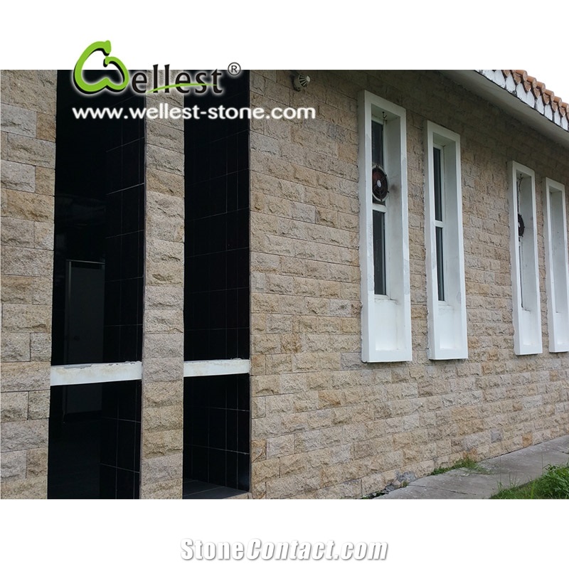 G682 Yellow Rusty Stone, Exterior Walling Chinese Yellow/Beige Mushroom Stone/Granite Tiles/Cladding Stone