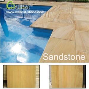 Honed Finished Yellow Sandstone Swimming Pool Copings Pavers